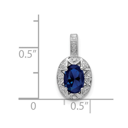 Sterling Silver Rhodium-plated Diamond u0026 Created Sapphire Pendant