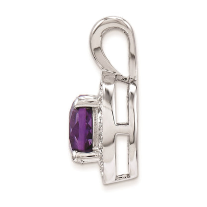 Sterling Silver Rhodium-plated Diamond u0026 Amethyst Pendant