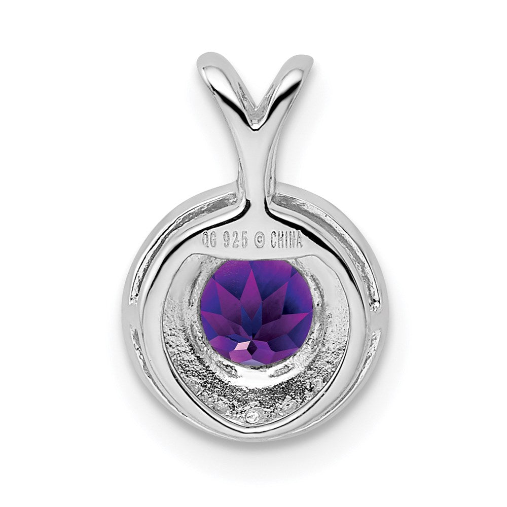 Sterling Silver Rhodium-plated Diamond u0026 Amethyst Pendant