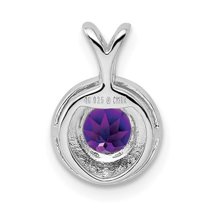 Sterling Silver Rhodium-plated Diamond u0026 Amethyst Pendant