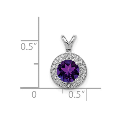 Sterling Silver Rhodium-plated Diamond u0026 Amethyst Pendant