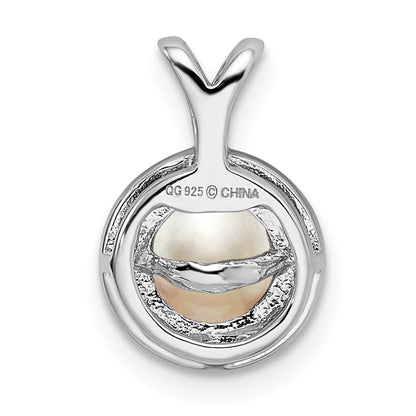 Sterling Silver Rhodium-plated Diamond u0026 FW Cultured Pearl Pendant