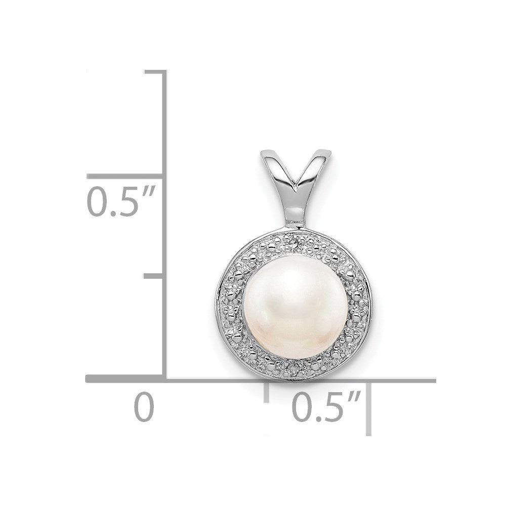 Sterling Silver Rhodium-plated Diamond u0026 FW Cultured Pearl Pendant