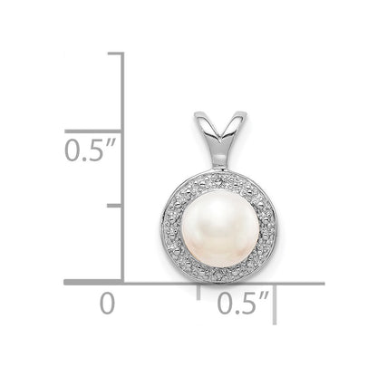 Sterling Silver Rhodium-plated Diamond u0026 FW Cultured Pearl Pendant