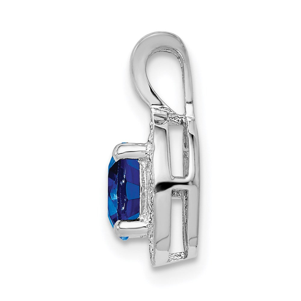Sterling Silver Rhodium-plated Diamond u0026 Created Sapphire Pendant