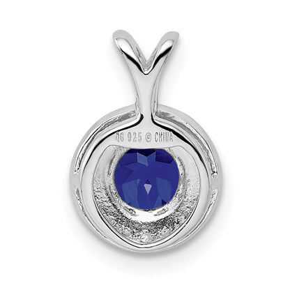 Sterling Silver Rhodium-plated Diamond u0026 Created Sapphire Pendant