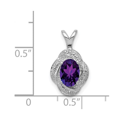 Sterling Silver Rhodium-plated Diamond u0026 Amethyst Pendant