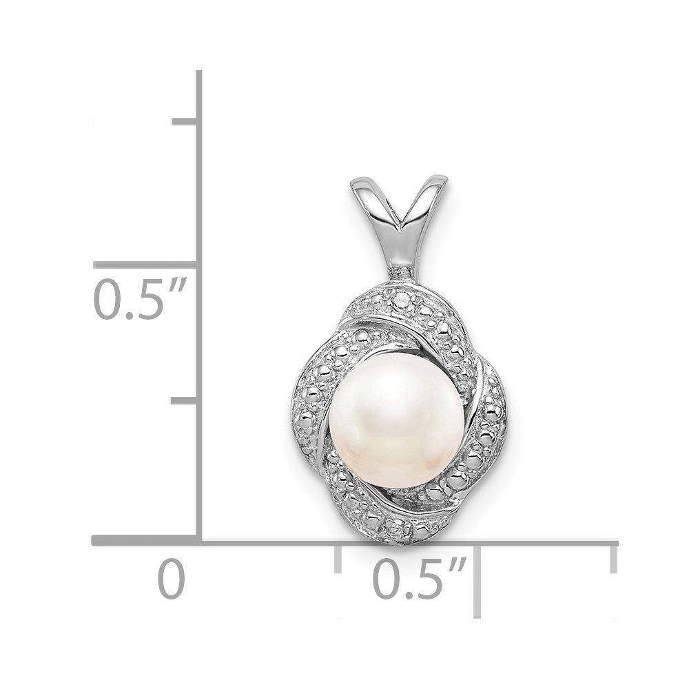 Sterling Silver Rhodium-plated Diamond u0026 FW Cultured Pearl Pendant