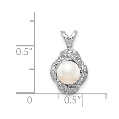 Sterling Silver Rhodium-plated Diamond u0026 FW Cultured Pearl Pendant