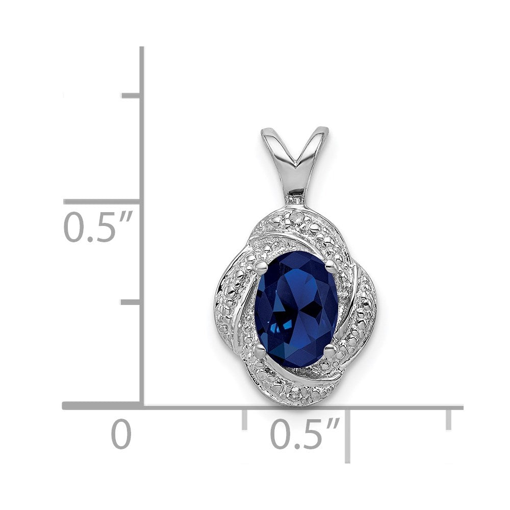 Sterling Silver Rhodium-plated Diamond u0026 Created Sapphire Pendant