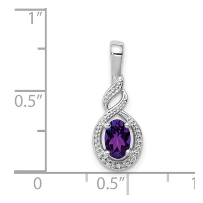 Sterling Silver Rhodium-plated Amethyst u0026 Diamond Pendant