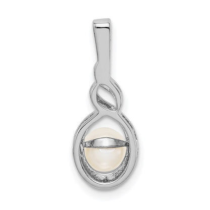 Sterling Silver Rhodium-plated FW Cultured Pearl u0026 Diamond Pendant
