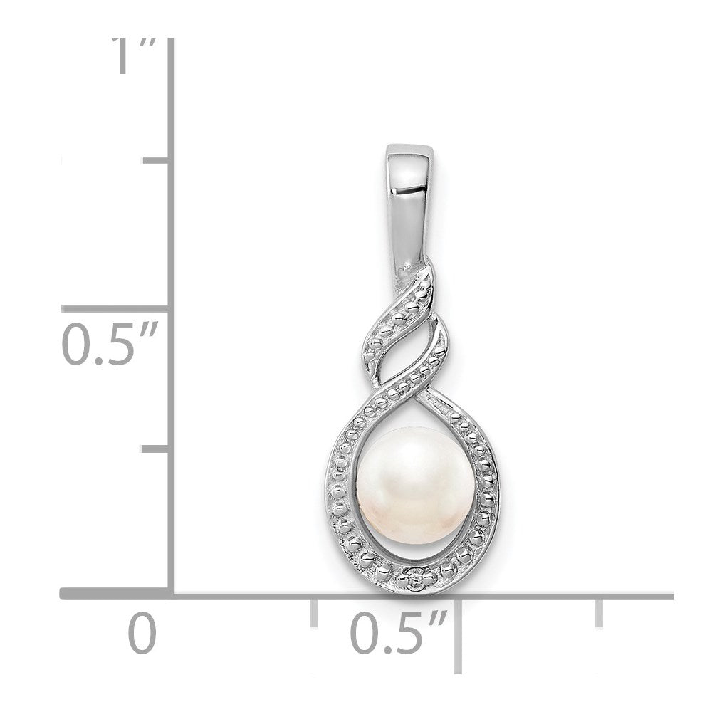 Sterling Silver Rhodium-plated FW Cultured Pearl u0026 Diamond Pendant