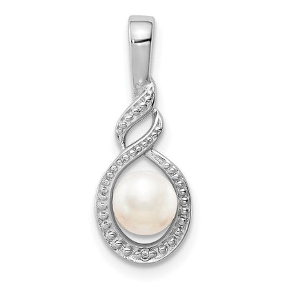 Sterling Silver Rhodium-plated FW Cultured Pearl u0026 Diamond Pendant