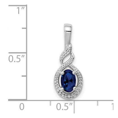 Sterling Silver Rhodium-plated Created Sapphire u0026 Diamond Pendant