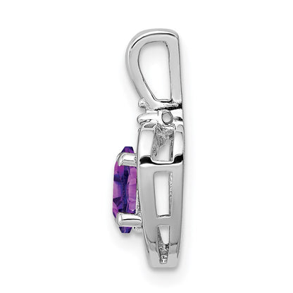 Sterling Silver Rhodium-plated Amethyst u0026 Diamond Pendant