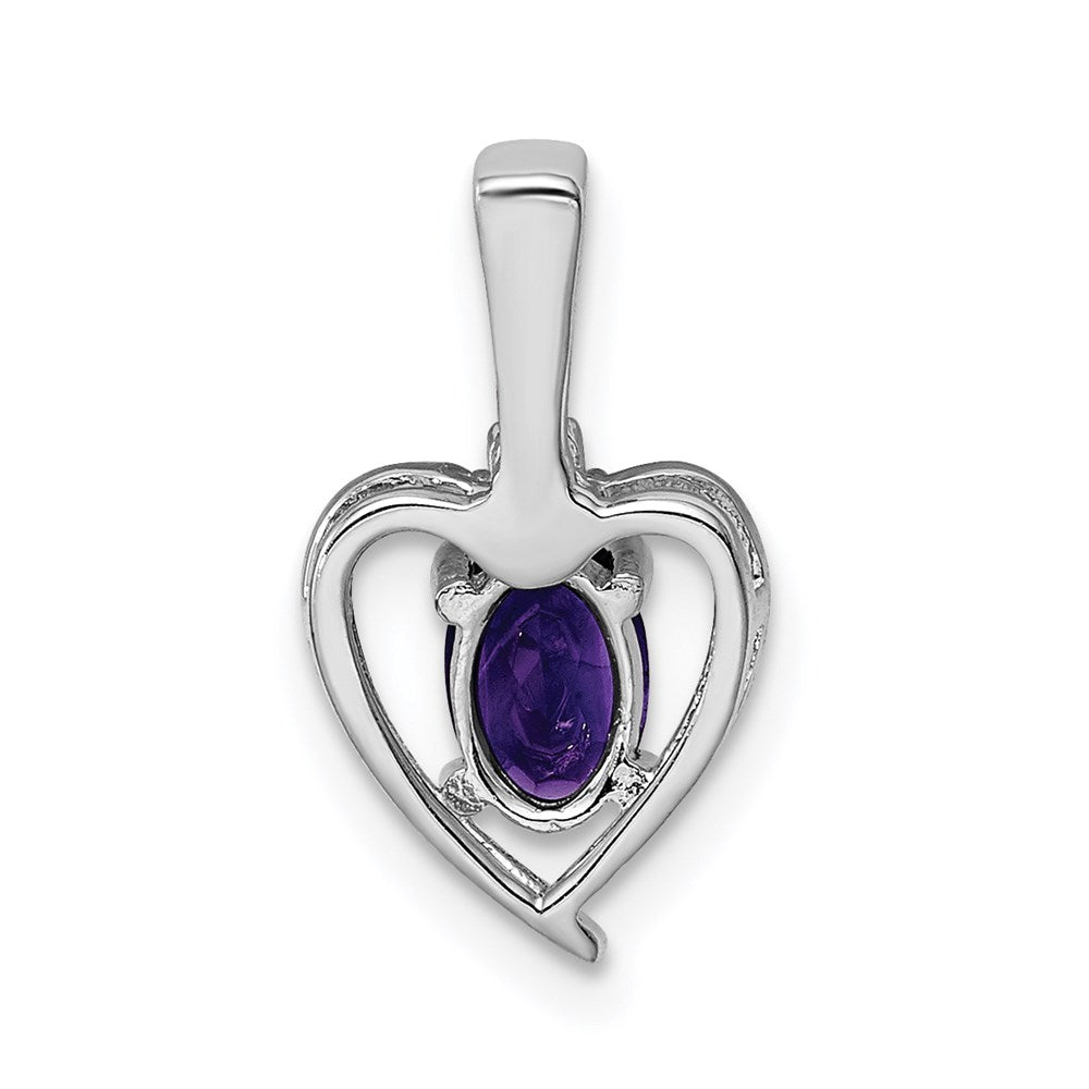 Sterling Silver Rhodium-plated Amethyst u0026 Diamond Pendant