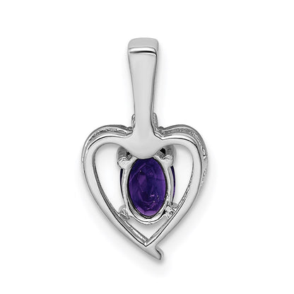 Sterling Silver Rhodium-plated Amethyst u0026 Diamond Pendant