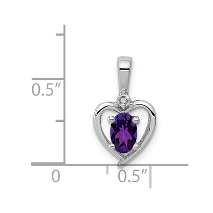 Sterling Silver Rhodium-plated Amethyst u0026 Diamond Pendant