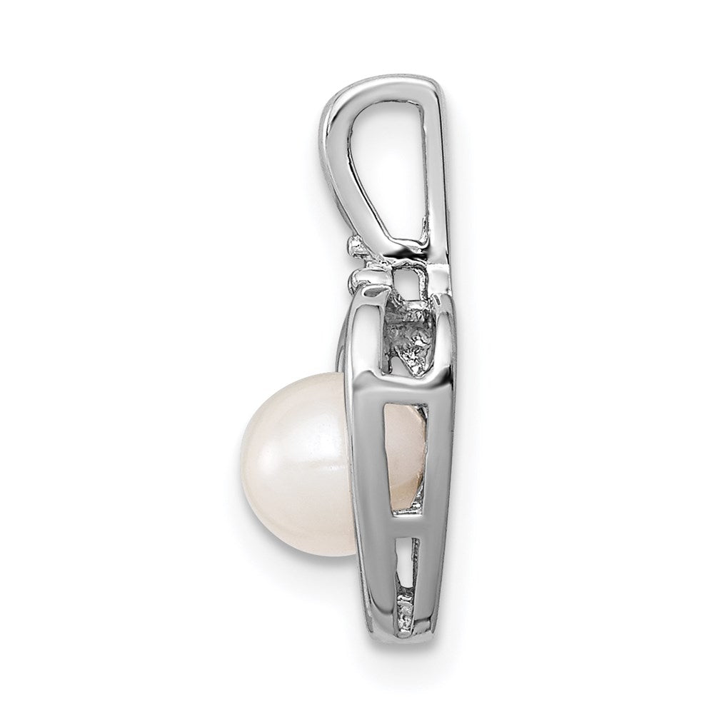 Sterling Silver Rhodium-plated FW Cultured Pearl u0026 Diamond Pendant