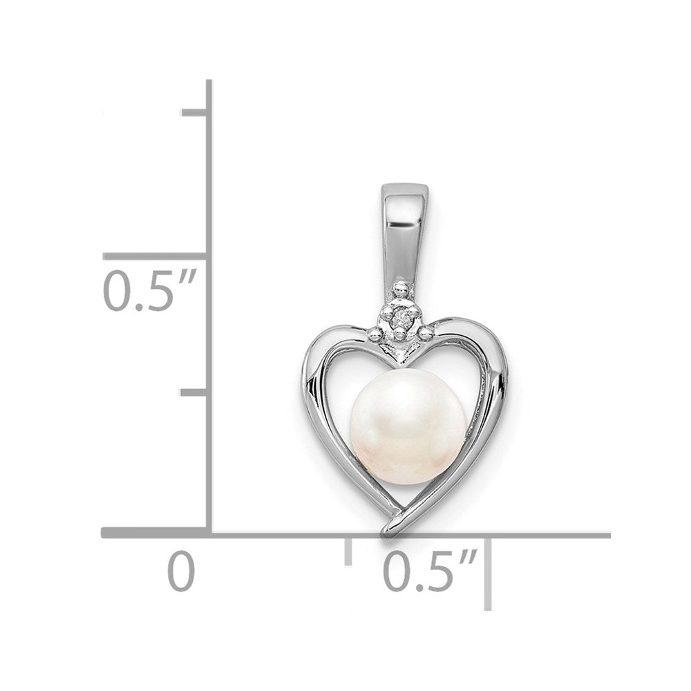 Sterling Silver Rhodium-plated FW Cultured Pearl u0026 Diamond Pendant