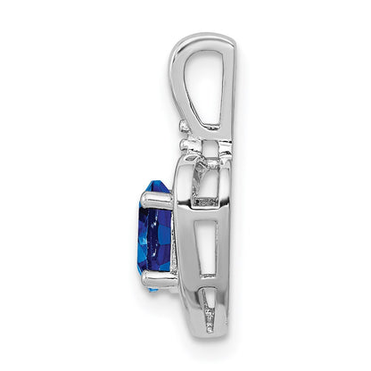 Sterling Silver Rhodium-plated Created Sapphire u0026 Diamond Pendant