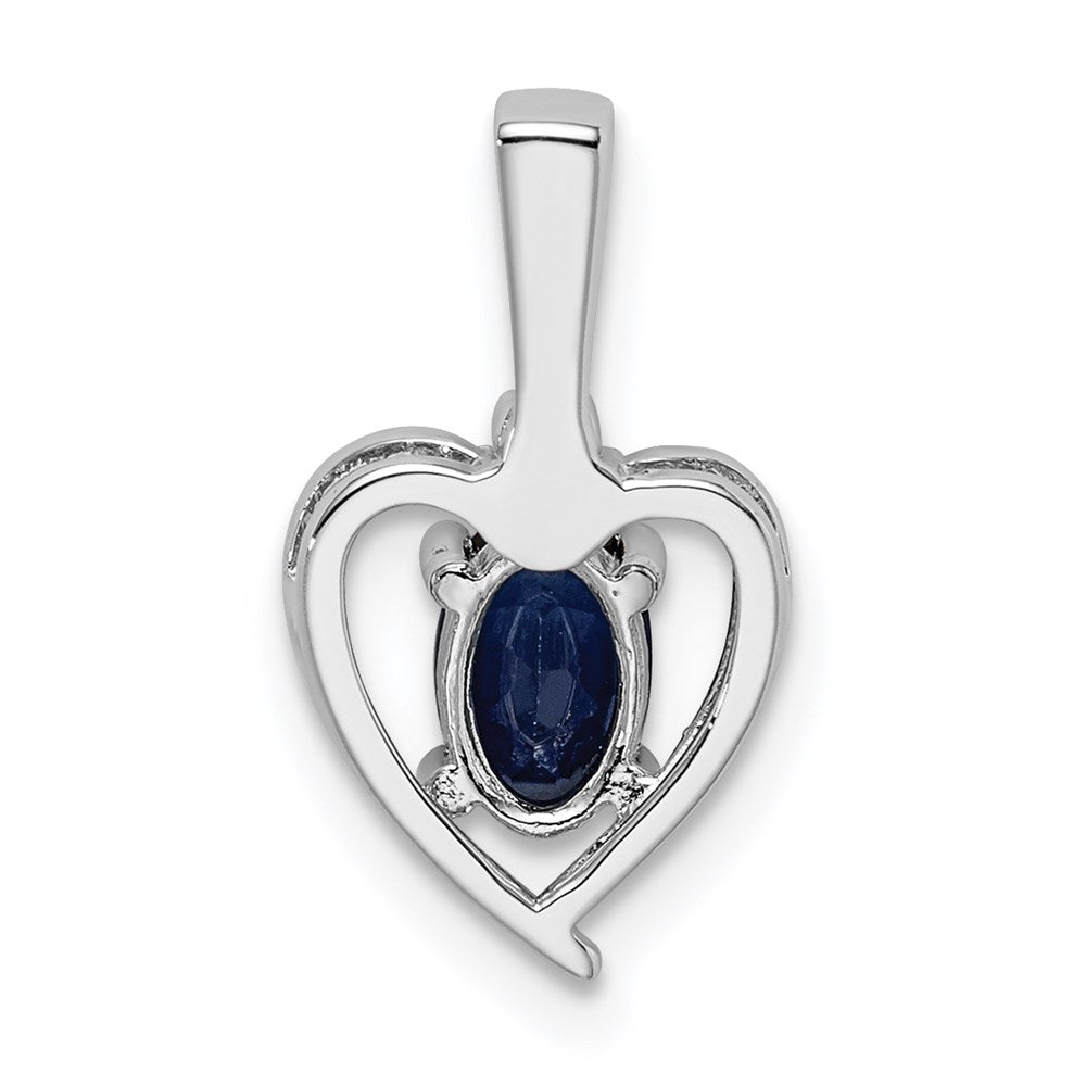 Sterling Silver Rhodium-plated Created Sapphire u0026 Diamond Pendant