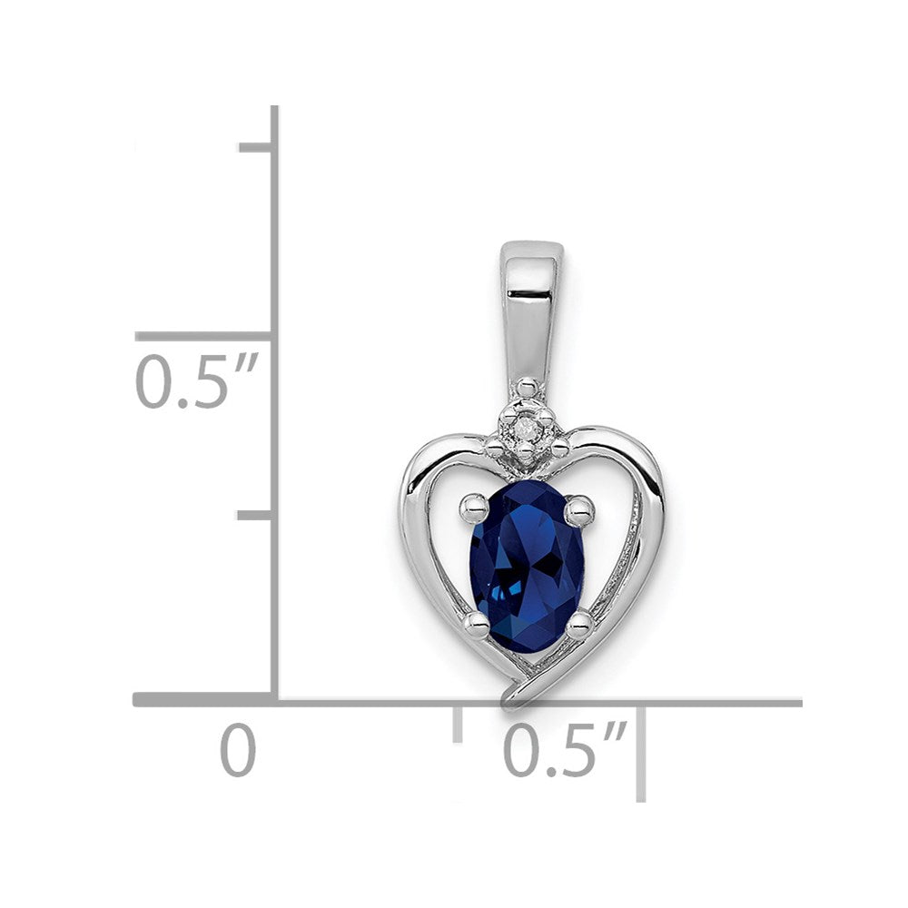 Sterling Silver Rhodium-plated Created Sapphire u0026 Diamond Pendant