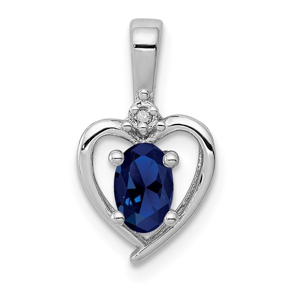 Sterling Silver Rhodium-plated Created Sapphire u0026 Diamond Pendant