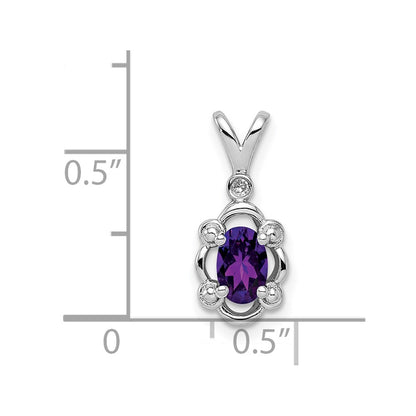 Sterling Silver Rhodium-plated Amethyst u0026 Diamond Pendant