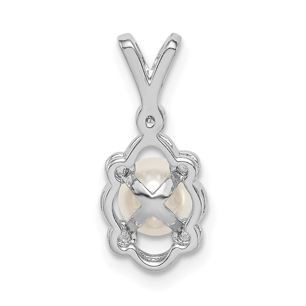 Sterling Silver Rhodium-plated FW Cultured Pearl u0026 Diamond Pendant