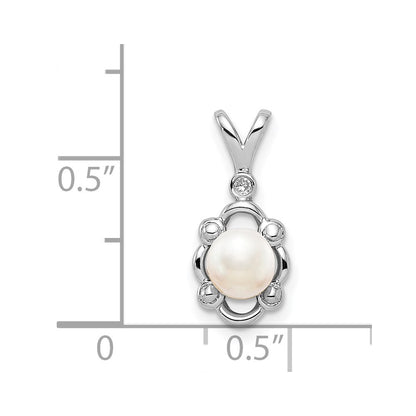 Sterling Silver Rhodium-plated FW Cultured Pearl u0026 Diamond Pendant