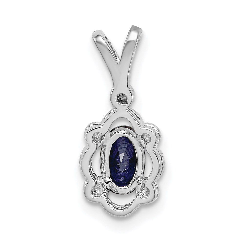 Sterling Silver Rhodium-plated Created Sapphire u0026 Diamond Pendant