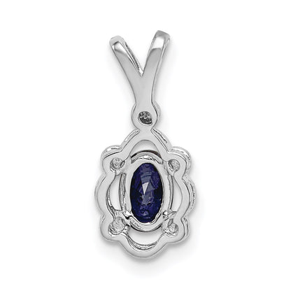 Sterling Silver Rhodium-plated Created Sapphire u0026 Diamond Pendant