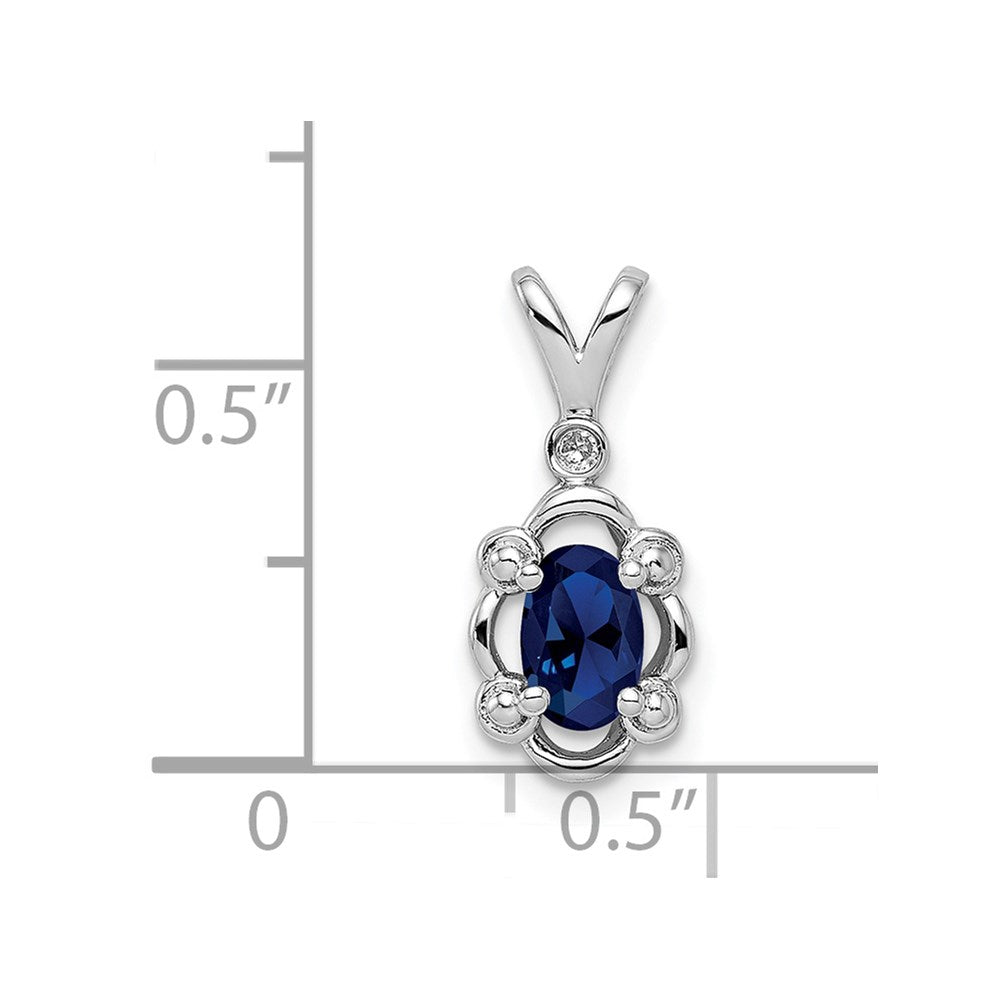 Sterling Silver Rhodium-plated Created Sapphire u0026 Diamond Pendant
