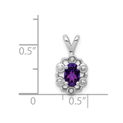Sterling Silver Rhodium-plated Amethyst u0026 Diamond Pendant