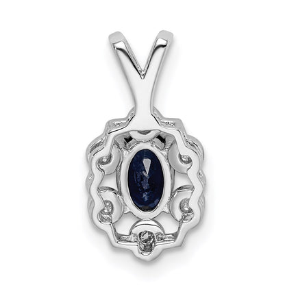 Sterling Silver Rhodium-plated Created Sapphire u0026 Diamond Pendant