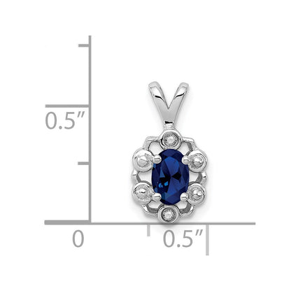 Sterling Silver Rhodium-plated Created Sapphire u0026 Diamond Pendant