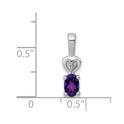 Sterling Silver Rhodium-plated Amethyst u0026 Diamond Pendant