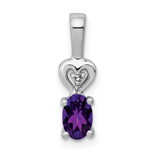 Sterling Silver Rhodium-plated Amethyst u0026 Diamond Pendant