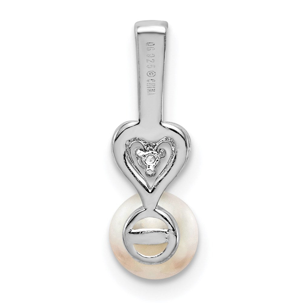 Sterling Silver Rhodium-plated FW Cultured Pearl u0026 Diamond Pendant
