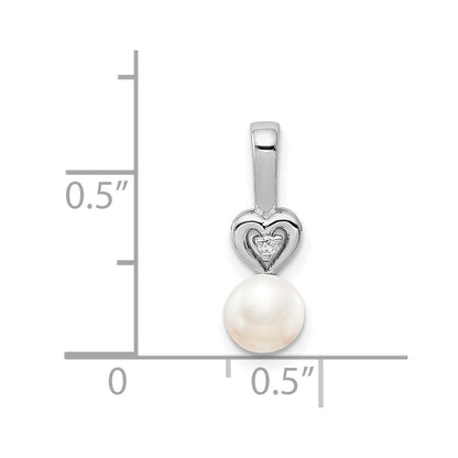 Sterling Silver Rhodium-plated FW Cultured Pearl u0026 Diamond Pendant