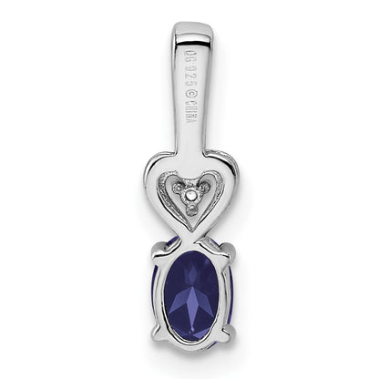 Sterling Silver Rhodium-plated Created Sapphire u0026 Diamond Pendant