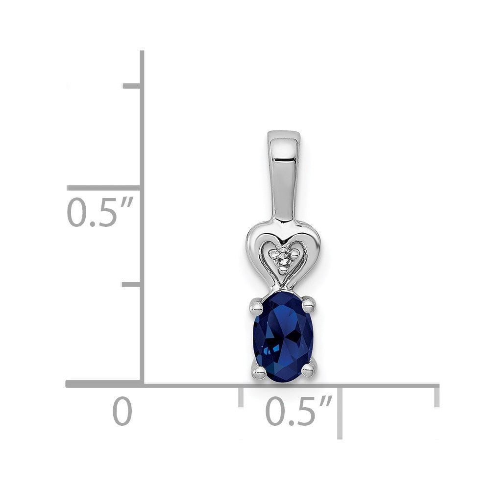 Sterling Silver Rhodium-plated Created Sapphire u0026 Diamond Pendant