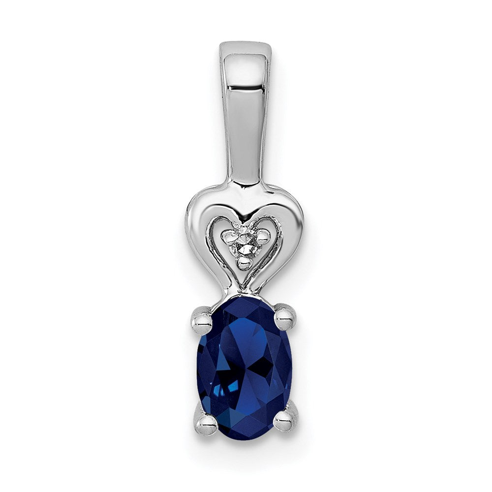 Sterling Silver Rhodium-plated Created Sapphire u0026 Diamond Pendant