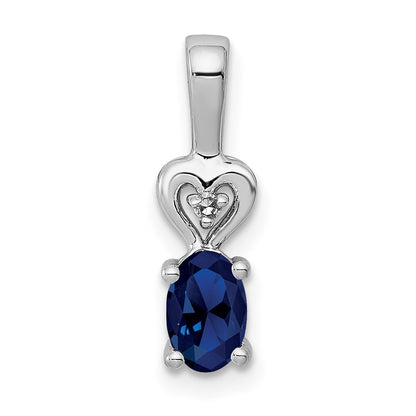 Sterling Silver Rhodium-plated Created Sapphire u0026 Diamond Pendant