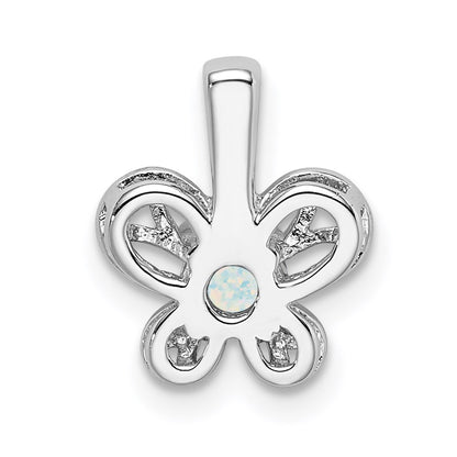 Sterling Silver Rhodium-plated Created Opal Pendant