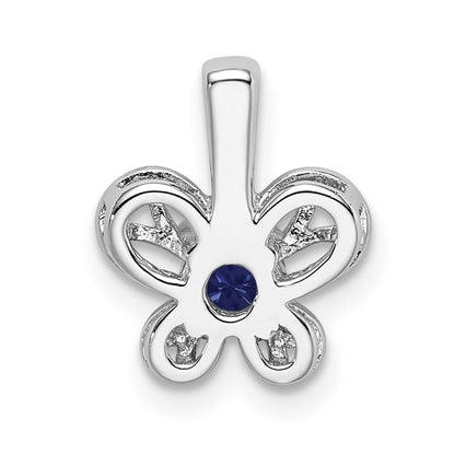 Sterling Silver Rhodium-plated Created Sapphire Pendant