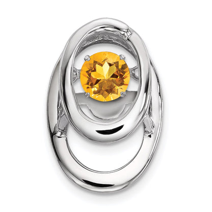 Sterling Silver Rhodium Citrine Birthstone Vibrant Chain Slide