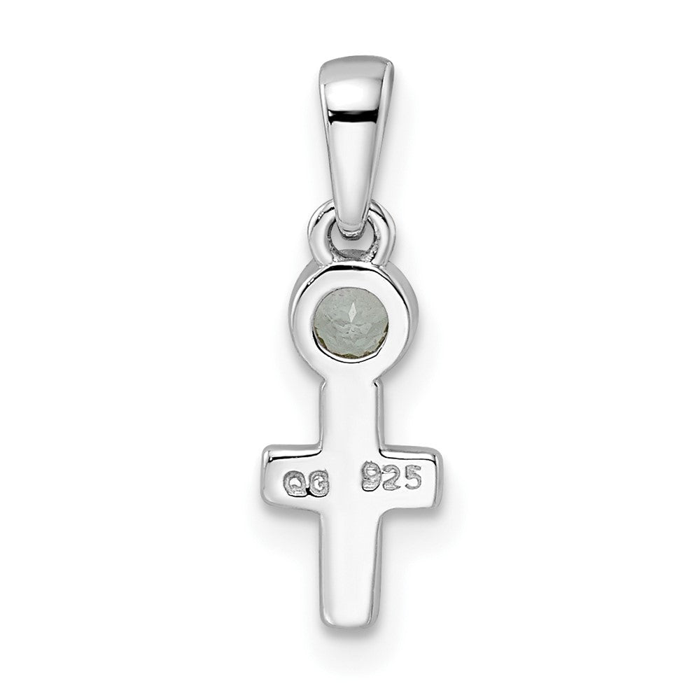 Sterling Silver Rhodium-plated Polished White Topaz Cross Pendant